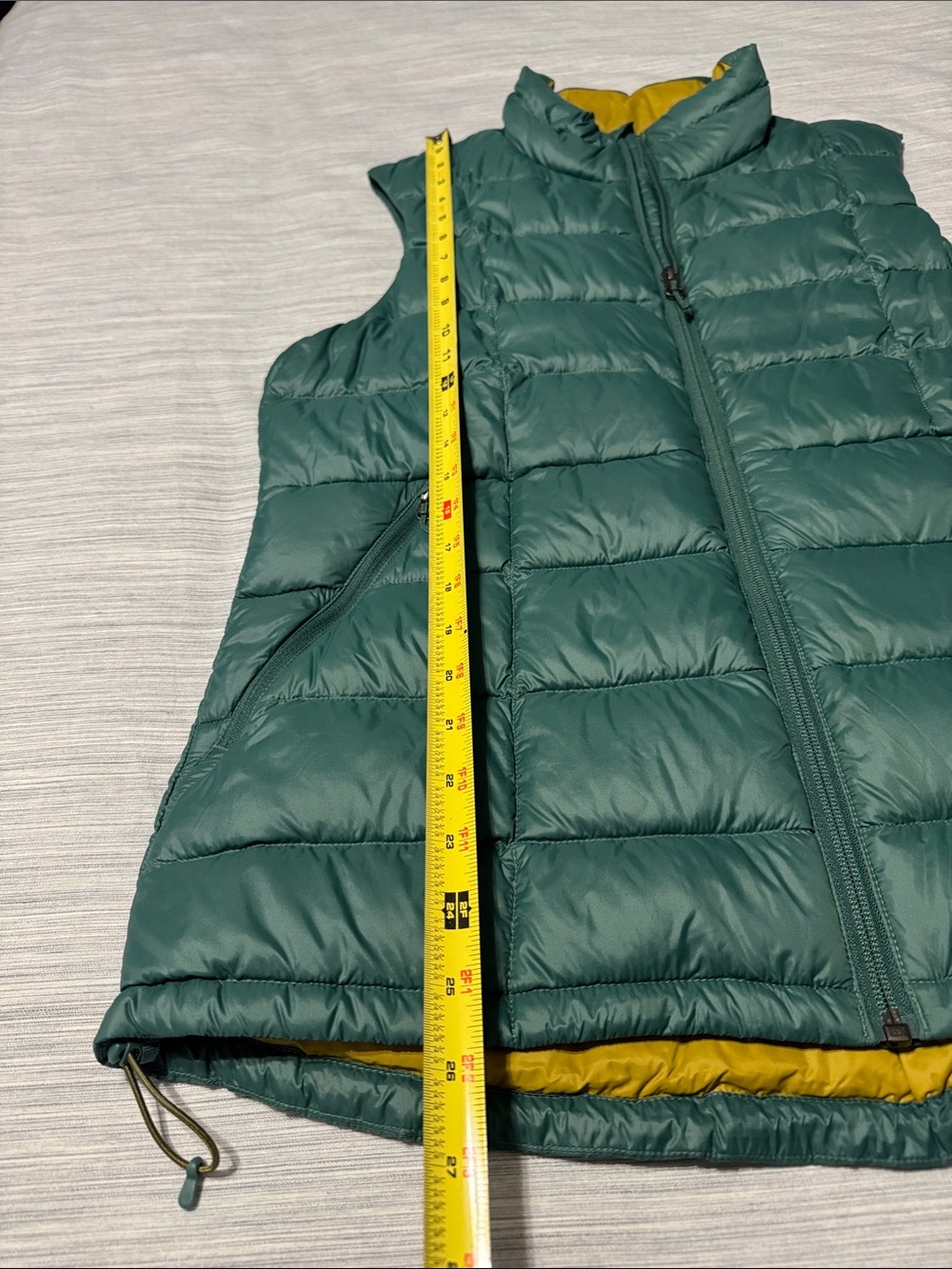 REI Co-op 650 Down Vest Womens Large Teal Green Mustard Yellow Puffer Full Zip - Picture 5 of 14